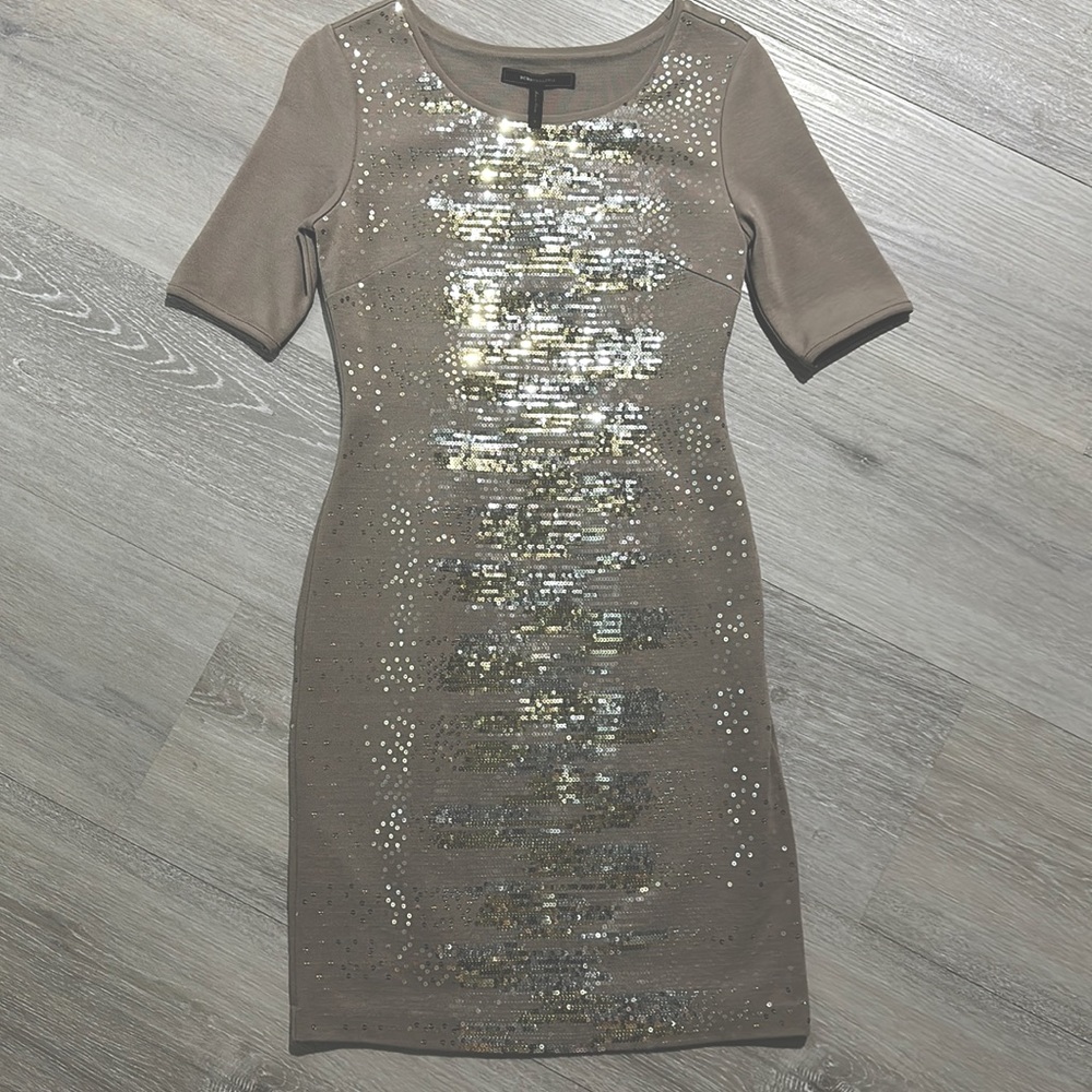 BCBGMaxAzria Lehana Sequin Dress, Size S, Color: Cindercomb NWT